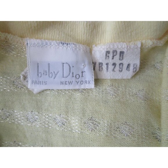 Vintage Baby Dior Layette Yellow White Drawstring Bottom Up to 13lbs USA Made - Picture 3 of 16